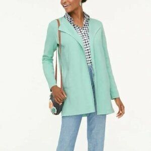 NWT J. Crew Vanessa Sweater Jacket Green XL Long Cardigan Open Front Coastal